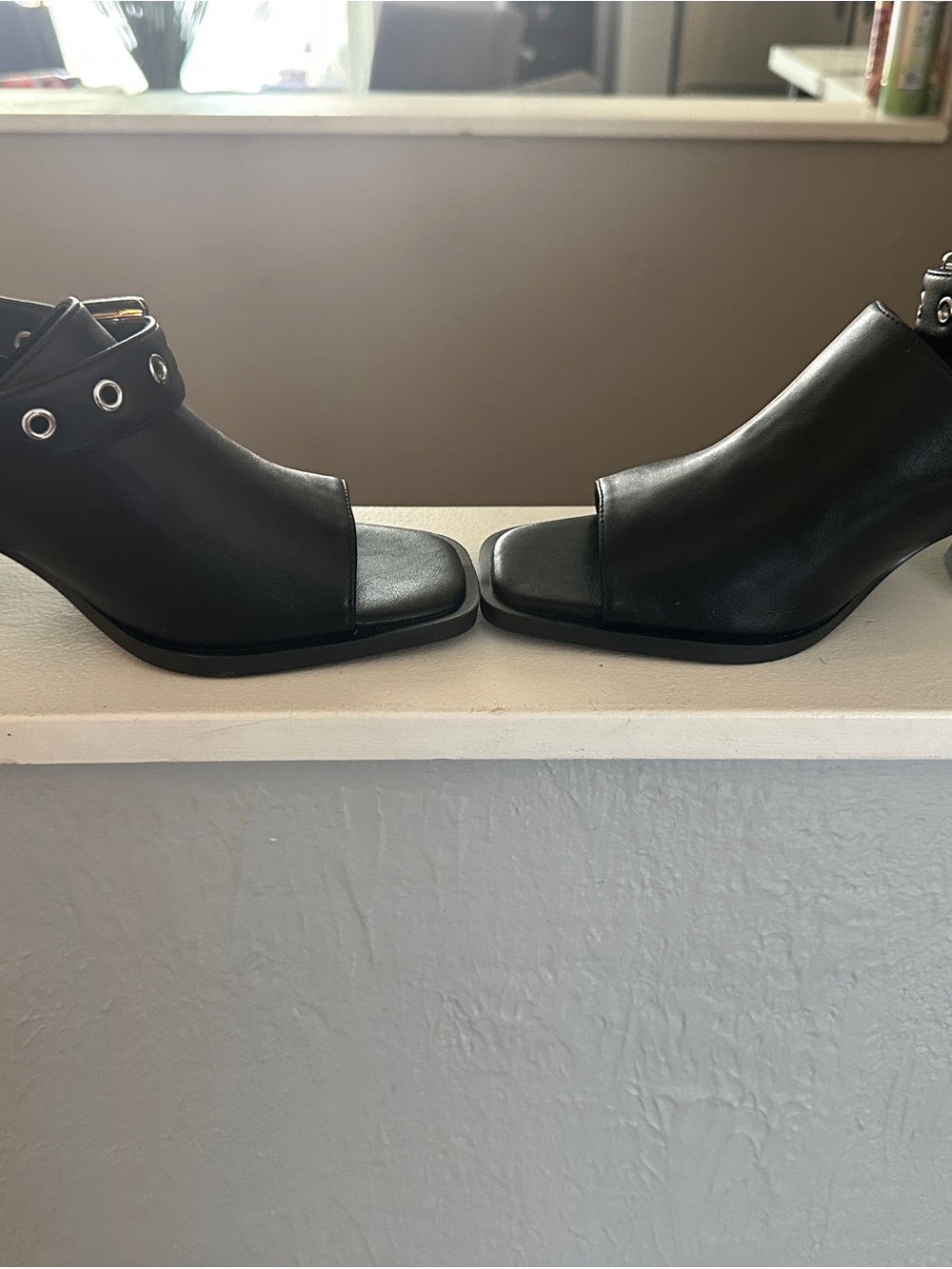 No Boundaries Black Open-Toe Ankle Sandals with Grommet Strap